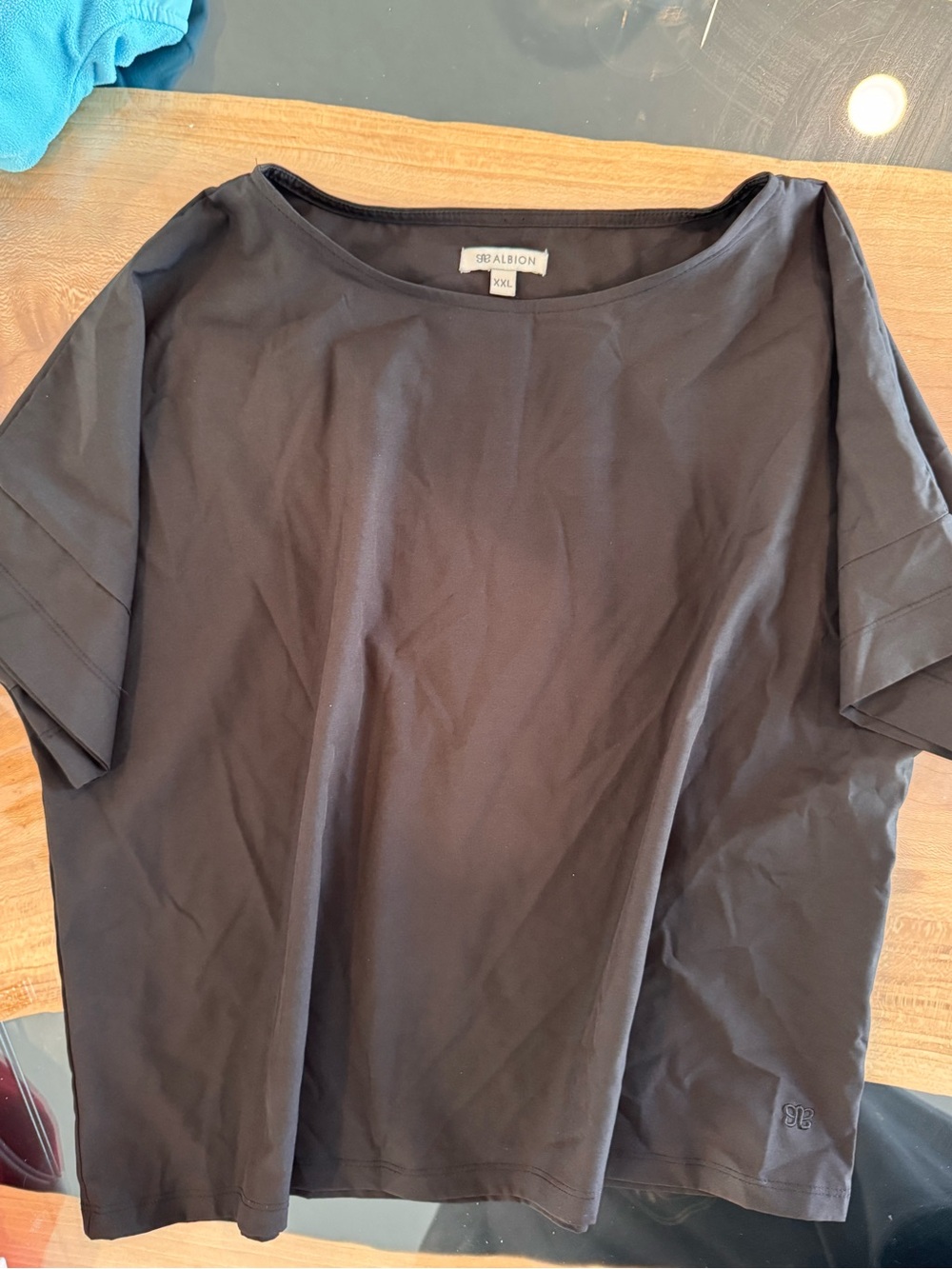 Albion Black Short-Sleeve Boat Neck Tee